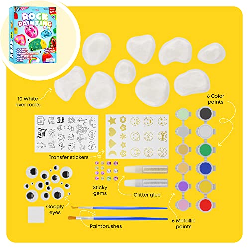 Kids Arts & Crafts Bundle - Painting Activities Kits for Boys & Girls of All Ages - Rock Painting, Window Art, DIY Chime Kit - Craft Supplies Activity Set - Kid & Toddler Summer Projects Gifts from Dan&Darci