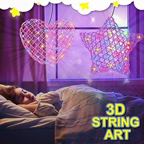 2Pack Upgraded 3D String Art Kit for Kids - Makes a Light-Up Star Lantern with Light - Teen Girl Gifts - Crafts for Girls and Boys Ages 8-12 - DIY Arts & Craft Kits for 8, 9, 10, 11, 12 Year Old Girl from Toylogy