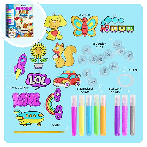 Kids Arts & Crafts Bundle - Painting Activities Kits for Boys & Girls of All Ages - Rock Painting, Window Art, DIY Chime Kit - Craft Supplies Activity Set - Kid & Toddler Summer Projects Gifts from Dan&Darci