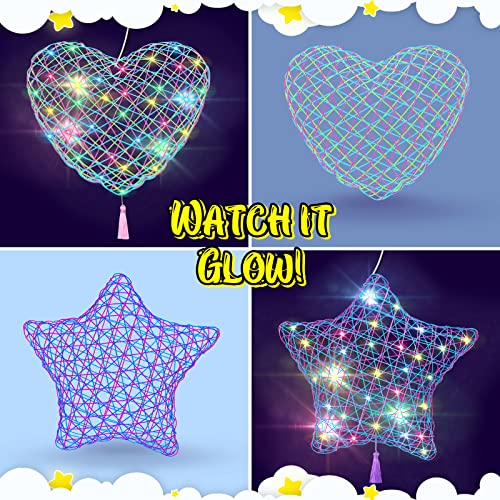 2Pack Upgraded 3D String Art Kit for Kids - Makes a Light-Up Star Lantern with Light - Teen Girl Gifts - Crafts for Girls and Boys Ages 8-12 - DIY Arts & Craft Kits for 8, 9, 10, 11, 12 Year Old Girl from Toylogy