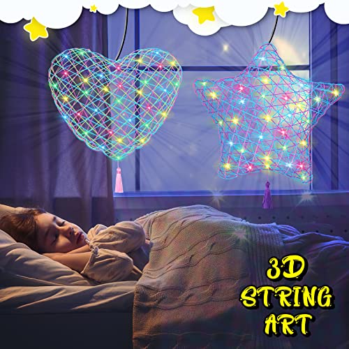 2Pack Upgraded 3D String Art Kit for Kids - Makes a Light-Up Star Lantern with Light - Teen Girl Gifts - Crafts for Girls and Boys Ages 8-12 - DIY Arts & Craft Kits for 8, 9, 10, 11, 12 Year Old Girl from Toylogy