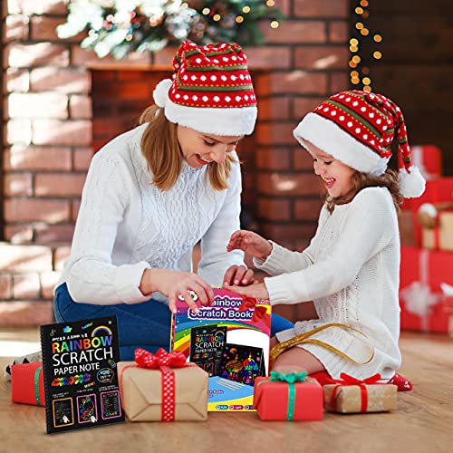 ZMLM Scratch Paper Art-Crafts Gift: 2 Pack Bulk Rainbow Magic Paper Supplies Toys for 3 4 5 6 7 8 9 10 Years Old Girls Kids Favors Gifts for Birthday Halloween Christmas Party Games Projects Kits from ZMLM