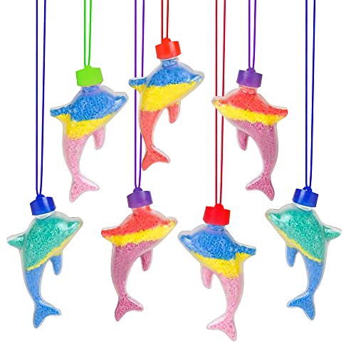 ArtCreativity Dolphin Sand Art Bottle Necklaces, Pack of 12, Sand Art Craft Kit with Dolphin Shaped Bottles, Craft Party Supplies and Party Favors for Kids - Sand Sold Separately by ArtCreativity