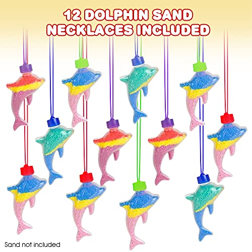 ArtCreativity Dolphin Sand Art Bottle Necklaces, Pack of 12, Sand Art Craft Kit with Dolphin Shaped Bottles, Craft Party Supplies and Party Favors for Kids - Sand Sold Separately by ArtCreativity