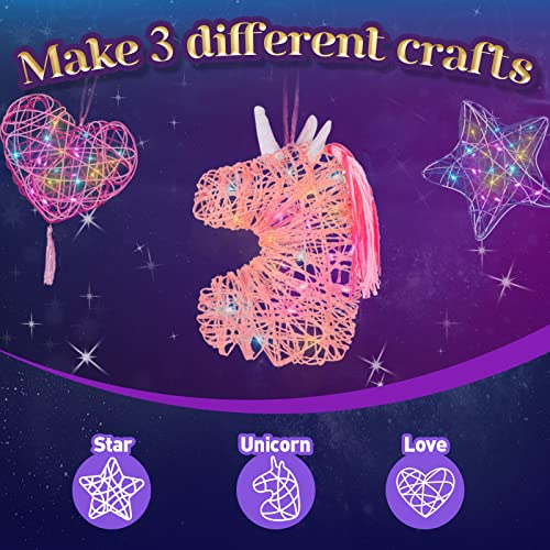 Careenoah Unicorn Craft Gifts for Girls, 3 Pack Arts and Crafts for Kids Ages 6-12 Unicorn Toys 3D String Art Kit Christmas Birthday Gifts for Age 8 9 10 11 12 Girls and Boys,Unicorn Star Heart from Careenoah