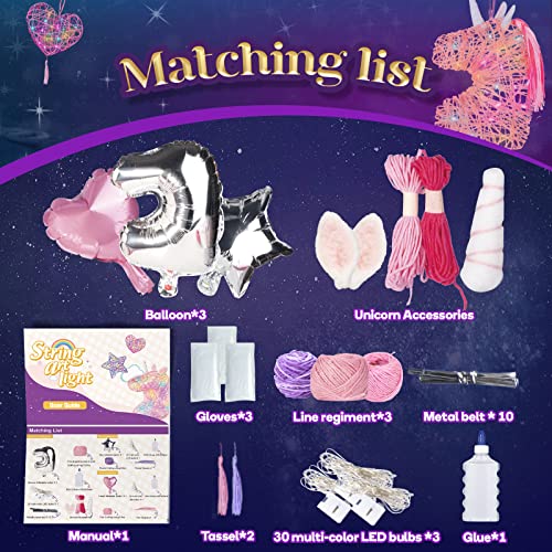 Careenoah Unicorn Craft Gifts for Girls, 3 Pack Arts and Crafts for Kids Ages 6-12 Unicorn Toys 3D String Art Kit Christmas Birthday Gifts for Age 8 9 10 11 12 Girls and Boys,Unicorn Star Heart from Careenoah
