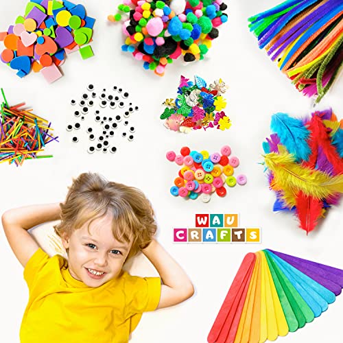 WAU Crafts Arts and Crafts Supplies for Kids - 1750 pcs Crafting for School Kindergarten Homeschool - Supplies Set for Kids Craft Art - Supply Kit for Toddlers and Kids Age 2 3 4 5 6 7 8 9 by WAU Crafts