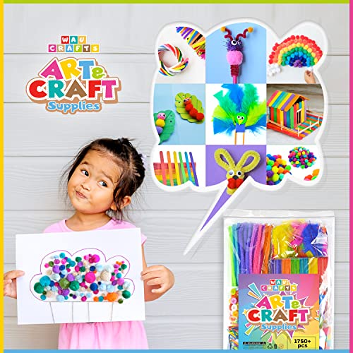 WAU Crafts Arts and Crafts Supplies for Kids - 1750 pcs Crafting for School Kindergarten Homeschool - Supplies Set for Kids Craft Art - Supply Kit for Toddlers and Kids Age 2 3 4 5 6 7 8 9 by WAU Crafts