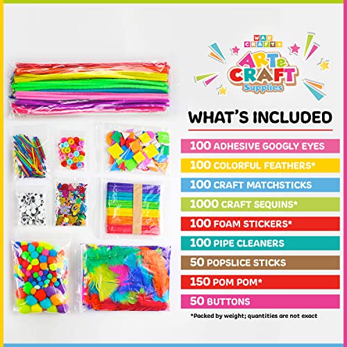 WAU Crafts Arts and Crafts Supplies for Kids - 1750 pcs Crafting for School Kindergarten Homeschool - Supplies Set for Kids Craft Art - Supply Kit for Toddlers and Kids Age 2 3 4 5 6 7 8 9 by WAU Crafts