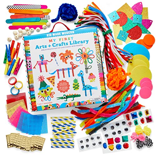 Kid Made Modern - My First Arts and Crafts Library | Craft Supplies | Educational Brain Boosting Crafting Kit | Learning Activity for Kids | Toddler DIY Gift | Home School Supplies for Girls and Boys from Kid Made Modern