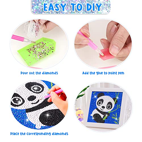 Diamond Art for Kids, Crafts for Girls Ages 8-12, Gem Arts and Crafts for Kids Ages 6 8 10 12 for Beginners, Rhinestone Full Drill Diamond Painting Kits for Kids -- 4 Pieces by ForPeak