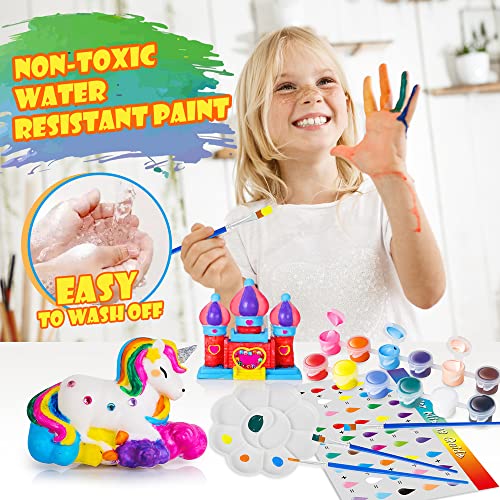 WEMEMORN Unicorn Gift for Girls Arts Crafts Painting Toys - 8 Unicorn Figurines, Creativity Arts and Crafts for Kids Ages 4, 5, 6, 7, 8 Years Old, Easter Birthday Christmas Party Unicorn Gifts Toys from WEMEMORN