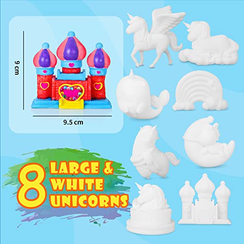WEMEMORN Unicorn Gift for Girls Arts Crafts Painting Toys - 8 Unicorn Figurines, Creativity Arts and Crafts for Kids Ages 4, 5, 6, 7, 8 Years Old, Easter Birthday Christmas Party Unicorn Gifts Toys from WEMEMORN