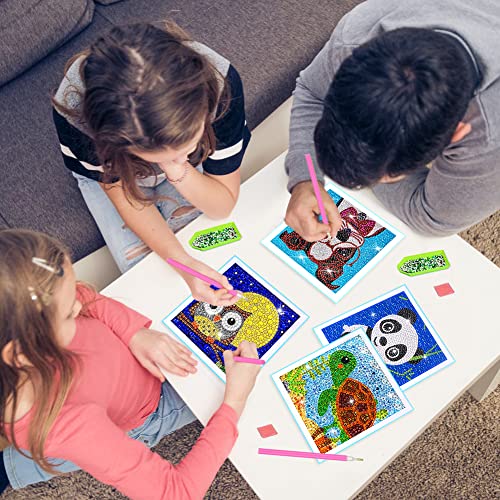 Diamond Art for Kids, Crafts for Girls Ages 8-12, Gem Arts and Crafts for Kids Ages 6 8 10 12 for Beginners, Rhinestone Full Drill Diamond Painting Kits for Kids -- 4 Pieces by ForPeak