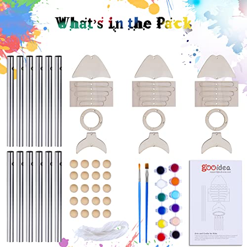 Gooidea 3-Pack Make A Wind Chime Kits- Arts and Crafts for Kids Ages 4 5 6 7 8 DIY Kids Crafts Kits Christmas Birthday Gifts for Boys & Girls from Gooidea