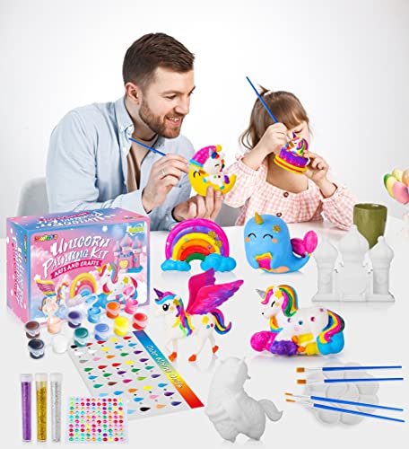 WEMEMORN Unicorn Gift for Girls Arts Crafts Painting Toys - 8 Unicorn Figurines, Creativity Arts and Crafts for Kids Ages 4, 5, 6, 7, 8 Years Old, Easter Birthday Christmas Party Unicorn Gifts Toys from WEMEMORN