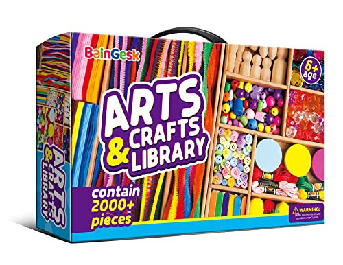 Arts and Crafts Supplies for Kids, 2000+ Piece Craft Kits Library in Craft Box, Crafting Supplies Set for Kids Ages 4, 5, 6, 7, 8, 9, 10, 11 &12 Year Old Boys & Girls, Ideas Art Kits Gift for Kids from BainGesk
