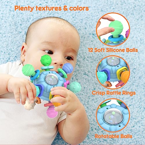 Baby Sensory Teething Teether Toys: Teething Toys for Babies 0-6 Months, Baby Toys 6 to 12 Months, Baby Teething Ball, Infant Toys for 0 3 6 9 12 Months, Baby Girls Boys Gift(Blue) by Shantou ZengYi Technology Co., Ltd