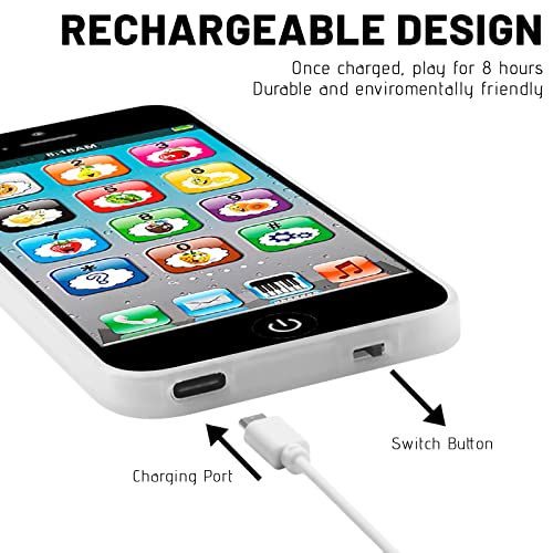 Wolmund Toy Learning Play Cell Phone with 8 Functions and Dazzling Lights for Toddler Baby Kids 12-18 Months Ages 1-3 Year Old, Black3 (SJ-B-2) by Wolmund