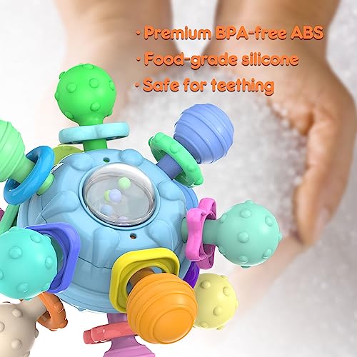 Baby Sensory Teething Teether Toys: Teething Toys for Babies 0-6 Months, Baby Toys 6 to 12 Months, Baby Teething Ball, Infant Toys for 0 3 6 9 12 Months, Baby Girls Boys Gift(Blue) by Shantou ZengYi Technology Co., Ltd