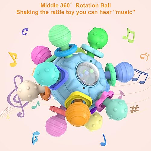 Baby Sensory Teething Teether Toys: Teething Toys for Babies 0-6 Months, Baby Toys 6 to 12 Months, Baby Teething Ball, Infant Toys for 0 3 6 9 12 Months, Baby Girls Boys Gift(Blue) by Shantou ZengYi Technology Co., Ltd