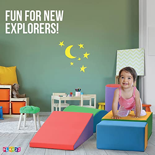 Climb And Crawl Activity Play Set,Climbing Lightweight Foam Shape toy for toddlers 5 Piece Soft zone climbing blocks,Safe Indoor Crawling Gym Equipment for Toddler,Infant,Baby Waterproof Easy to Clean by Play22