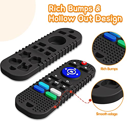 Scuwtocn 2 Pack Silicone Baby Teething Toys, Remote Control Shape Teething Toys for Babies 3-6 6-12 Months, BPA Free Baby Teethers Relief Soothe Toys, Chew Toys for Toddlers Infant - Black & White from Shiny Silicone Products Co., Ltd.