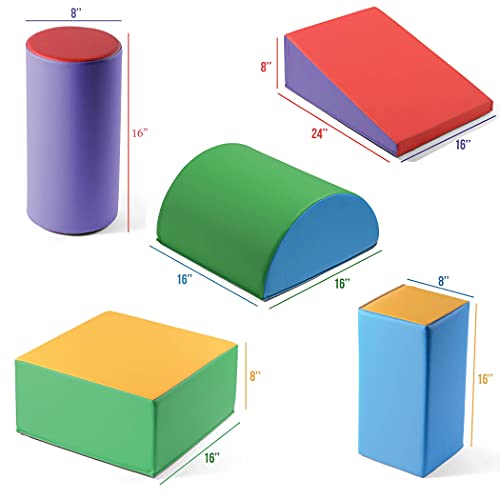 Climb And Crawl Activity Play Set,Climbing Lightweight Foam Shape toy for toddlers 5 Piece Soft zone climbing blocks,Safe Indoor Crawling Gym Equipment for Toddler,Infant,Baby Waterproof Easy to Clean by Play22