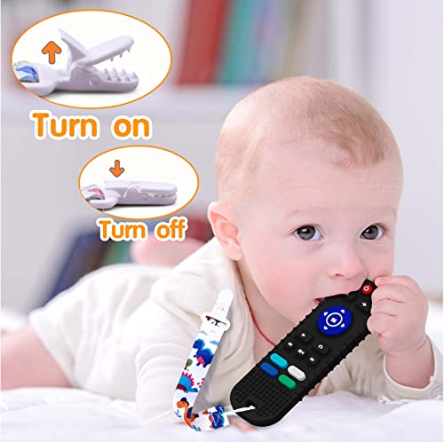 Scuwtocn 2 Pack Silicone Baby Teething Toys, Remote Control Shape Teething Toys for Babies 3-6 6-12 Months, BPA Free Baby Teethers Relief Soothe Toys, Chew Toys for Toddlers Infant - Black & White from Shiny Silicone Products Co., Ltd.