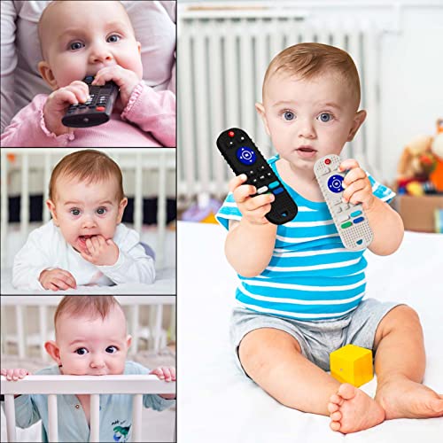 Scuwtocn 2 Pack Silicone Baby Teething Toys, Remote Control Shape Teething Toys for Babies 3-6 6-12 Months, BPA Free Baby Teethers Relief Soothe Toys, Chew Toys for Toddlers Infant - Black & White from Shiny Silicone Products Co., Ltd.
