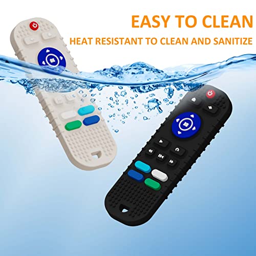 Scuwtocn 2 Pack Silicone Baby Teething Toys, Remote Control Shape Teething Toys for Babies 3-6 6-12 Months, BPA Free Baby Teethers Relief Soothe Toys, Chew Toys for Toddlers Infant - Black & White from Shiny Silicone Products Co., Ltd.