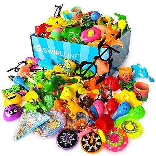 S SWIRLLINE Party Favors Kids Pinata Filler- 122 PCS Carnival Prizes Toys Bulk Assortment - Boys Girls Birthday Easter Egg Filler - Treasure Box Chest Classroom from S SWIRLLINE