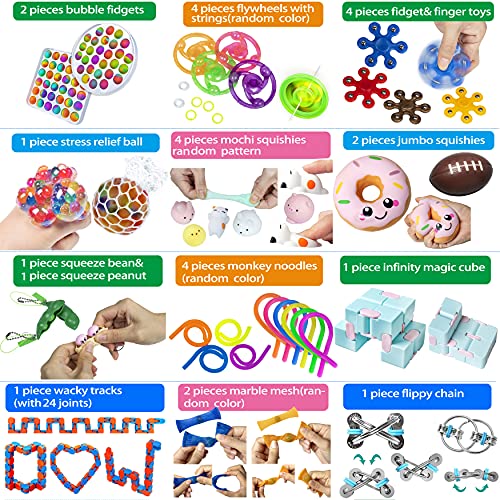 Gmajdar Fidget Sensory Toys Pack, Tie Dye Bubble Sensory Fidget Popper Poppets Toy Set Box, Anti Anxiety Stress Relief Squeeze Ball Beans Mochis Novelty Toys Bundle for Kids Adults from shenzhenshiqianyiwangluokejiyouxiangongsi