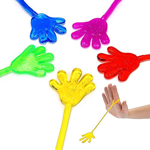 DoDoMagxanadu 14 Pack Vinyl Assorted Stretchy Sticky Toy Novelty Fidget Toy Including Large Sticky Hands, Wall Climber Men, Hammers, Snakes,Lizards,Crocodile and Flying Frogs for Party Favor Kids from Mx