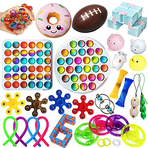 Gmajdar Fidget Sensory Toys Pack, Tie Dye Bubble Sensory Fidget Popper Poppets Toy Set Box, Anti Anxiety Stress Relief Squeeze Ball Beans Mochis Novelty Toys Bundle for Kids Adults from shenzhenshiqianyiwangluokejiyouxiangongsi