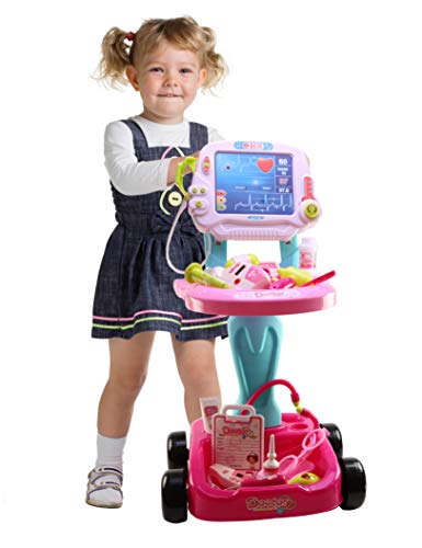 Smart Novelty Doctor Cart Toy Set - Medical Kit Toy Cart with Stethoscope and Toy Accessories - Cute Doctor Set for Kids and Toddlers Ages 3 and Up Childrens Role Play Educational Toys from Smart Novelty