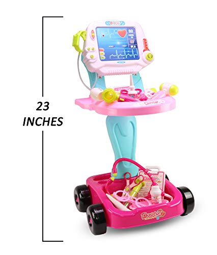 Smart Novelty Doctor Cart Toy Set - Medical Kit Toy Cart with Stethoscope and Toy Accessories - Cute Doctor Set for Kids and Toddlers Ages 3 and Up Childrens Role Play Educational Toys from Smart Novelty