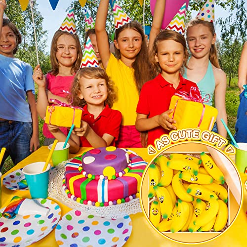 Woanger 24 Pcs Mini Banana Stress Toys Banana Stretchy Toys Ball with Emotions Banana Stress Relief Fidget Toy with Storage Bag for Anxiety Relief School Party Favor Carnival Supplies, 6 Expressions from Woanger