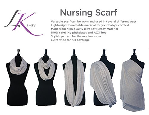 LK Baby Infinity Nursing Scarf Breastfeeding Cover Ultra Soft Premium Jersey Polyester- 100% AZO free and Safe for Baby (Light Grey Pattern) from LK Baby