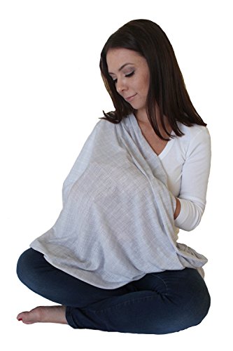 LK Baby Infinity Nursing Scarf Breastfeeding Cover Ultra Soft Premium Jersey Polyester- 100% AZO free and Safe for Baby (Light Grey Pattern) from LK Baby