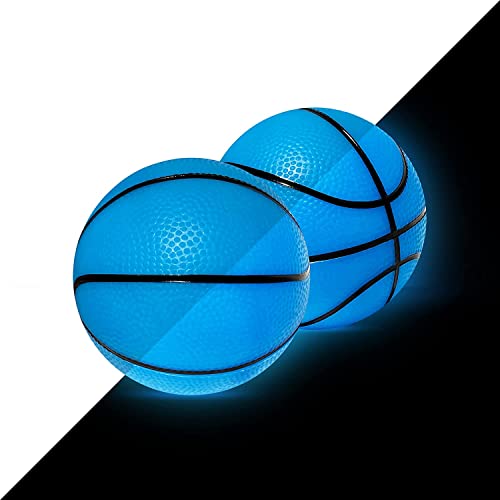 5 Inch Glow in The Dark Mini Basketball | Blue Glow in The Dark Basketball for Over The Door Mini Hoop Basketball & Kids Basketball | PVC Small Basketball for Indoor Hoops or Outdoor Play (2 Pack) by Botabee