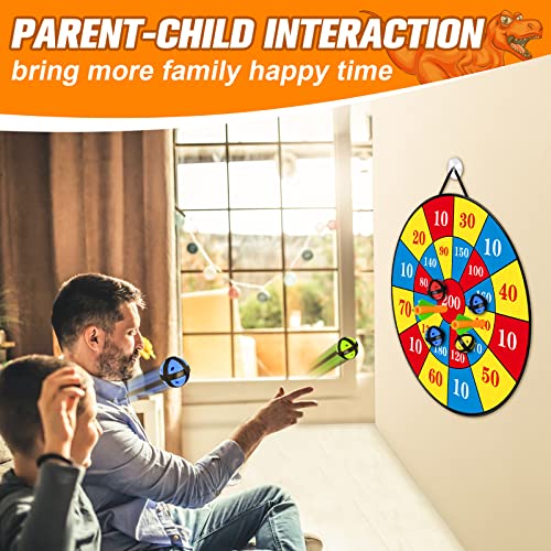 Dart Board for Kids, 26â' Safe Dartboard with 12 Sticky Balls 1 Toy Guns 6 Dart Bullets, Dinosaur Toys Gifts for 3 4 5 6 7 8 9 10 11 12 Year Old Boys and Girls, Indoor & Outdoor Party Carnival Games from GDMYST