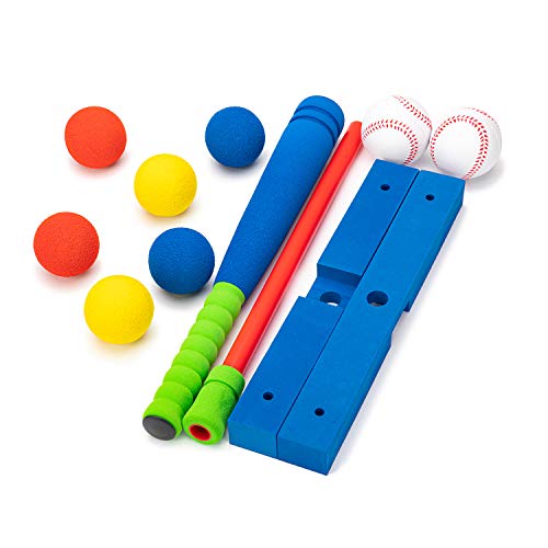 CeleMoon 16.5 inch Kids Foam T Ball Baseball Set Toy for Toddlers, 8 Different Colored Balls Included + Carry/Organize Bag, for Kids 3 Years from CeleMoon