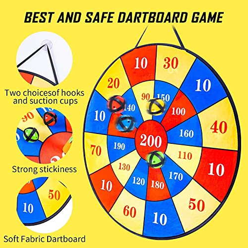 Dart Board for Kids, 26â' Safe Dartboard with 12 Sticky Balls 1 Toy Guns 6 Dart Bullets, Dinosaur Toys Gifts for 3 4 5 6 7 8 9 10 11 12 Year Old Boys and Girls, Indoor & Outdoor Party Carnival Games from GDMYST