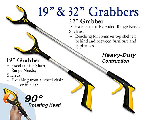 RMS 7-Piece Hip Knee Replacement Kit with Leg Lifter, 19 and 32 inch Rotating Reacher Grabber, Long Handle Shoe Horn, Sock Aid, Dressing Stick, Bath Sponge - Ideal for Knee or Back Surgery Recovery from Royal Medical Solutions