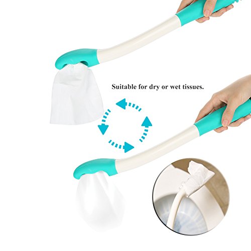 Bottom Bum Wiper, 15.7" Long Handle Toilet Aids Tools, Reach Comfort Bottom Wiper Holder Toilet Paper Tissue Grip Self Wipe Aid Helper Pre-Moistened Wipes from Salmue