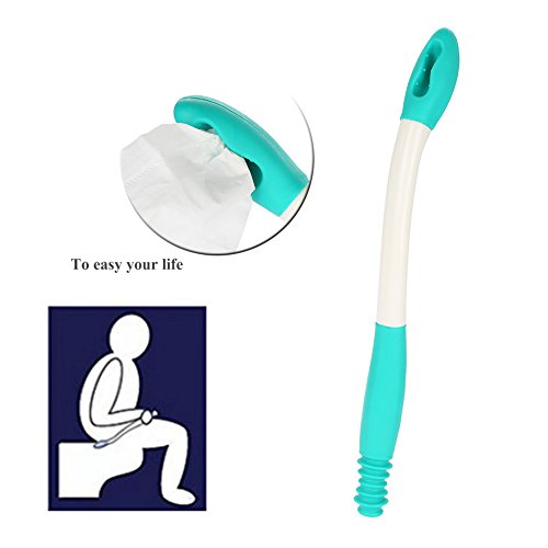 Bottom Bum Wiper, 15.7" Long Handle Toilet Aids Tools, Reach Comfort Bottom Wiper Holder Toilet Paper Tissue Grip Self Wipe Aid Helper Pre-Moistened Wipes from Salmue