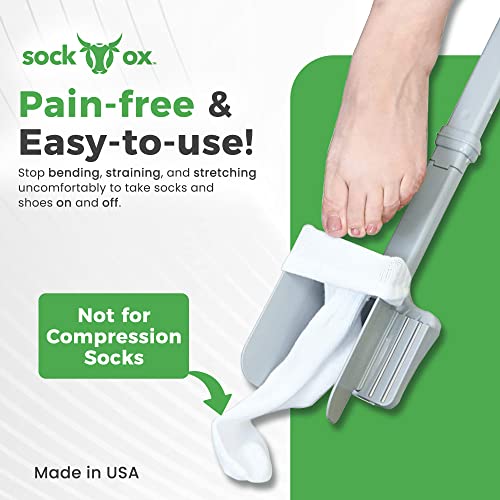 Sock Ox - Extended Length Sock Remover and Long Shoe Horn - Easy On and Off Stocking Slider - Dressing Aid for Senior Men and Women from Easy To Use Products