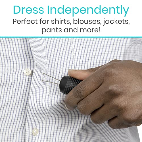 Vive Button Hook - Zipper Pull Helper - Dressing Aid Assist Device Tool for Arthritis, Fibromyalgia, Independent Living - Dexterity Handle Grip - Shirt, Clothes, Pant, Snap Buttoner - Gripper Puller by VIVE Health