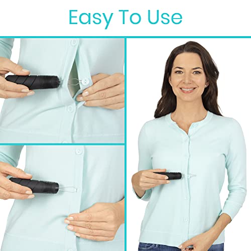 Vive Button Hook - Zipper Pull Helper - Dressing Aid Assist Device Tool for Arthritis, Fibromyalgia, Independent Living - Dexterity Handle Grip - Shirt, Clothes, Pant, Snap Buttoner - Gripper Puller by VIVE Health